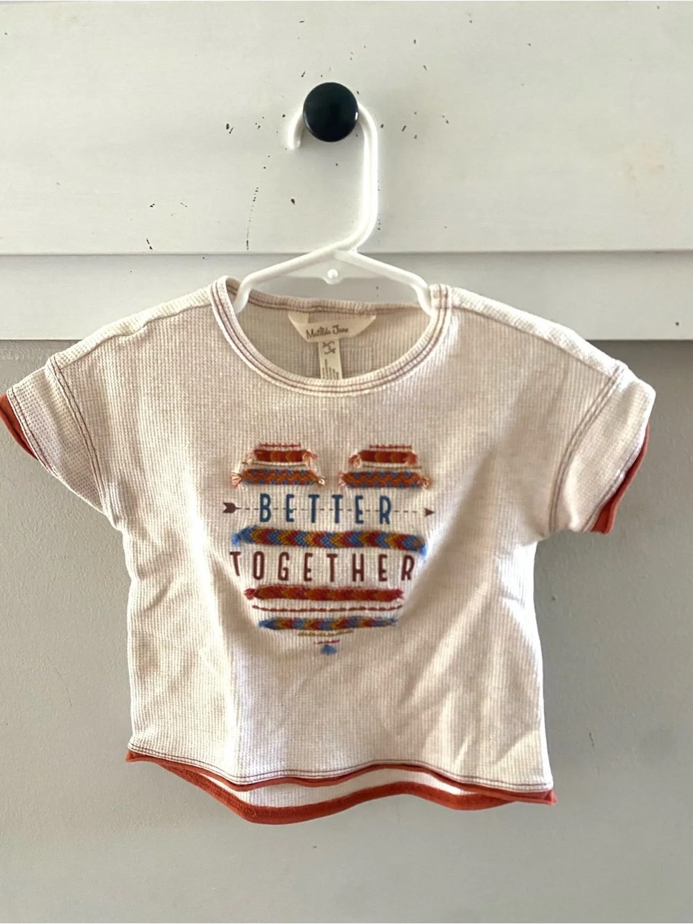 Matilda Jane Better Together Embroidered Waffle Tee T-Shirt Size 2